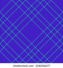 Background plaid vector. Check pattern tartan. Textile texture fabric seamless in turquoise and violet colors.