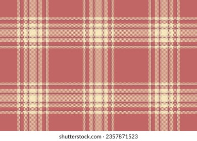 Background plaid vector of check pattern texture with a tartan fabric seamless textile in red and light colors.