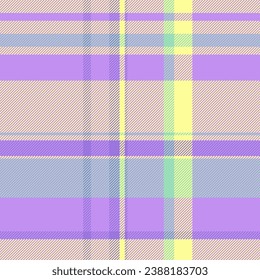 Background plaid vector of pattern check fabric with a textile tartan seamless texture in violet and lime colors.