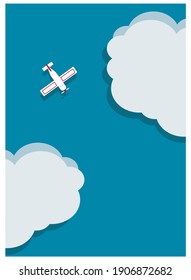 background of plane flying over sea between clouds