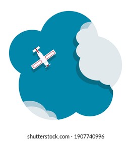 Hintergrund des Flugzeugs auf See zwischen Wolken