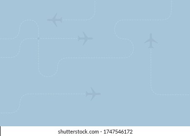 Antecedentes del viaje en avión con avión y trazos de trazos discontinuos