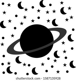 Background  Planet. Stars, Moons, Circle , and Planet