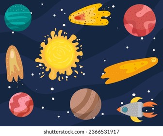 background with planets and space