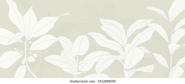 Background with plants and leaves. Botanical  minimal wallpaper design. vector illustration. 