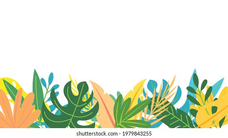 Background with plants and leaves with copy space, isolated on white color background , Vector Illustration EPS 10