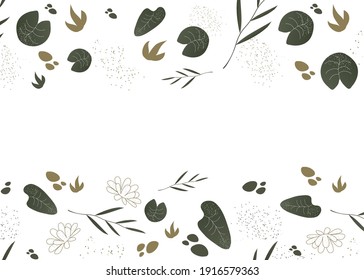 Background with plants. Modern, vector illustration with elements of nature on a white background. Trendy botanical design for fabric or wallpaper.
Scandinavian illustration. Place for an inscription.