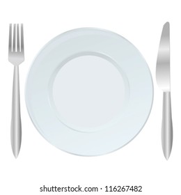 Background with plate, fork and knife