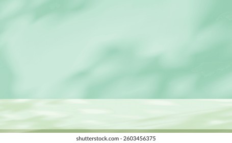 Background Platform In Green Light, Stage For Spring Abstract Podium In 3D Style, White Summer Product Room, Vector Texture Design, Banner Display, Minimal Studio And Modern Presentation Scene.