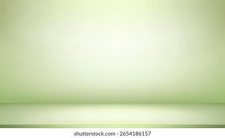 Background Platform In Green Light, Stage For Spring Abstract Podium In 3D Style, White Summer Product Room, Vector Texture Design, Banner Display, Minimal Studio And Modern Presentation Scene.