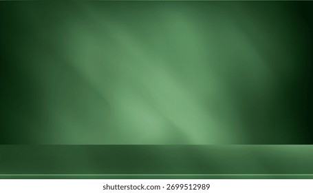 Background Platform In Green Light, Stage For Spring Abstract Podium In 3D Style, White Summer Product Room, Vector Texture Design, Banner Display, Minimal Studio And Modern Presentation Scene.