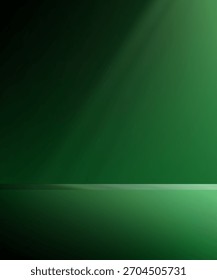 Background Platform In Green Light, Stage For Spring Abstract Podium In 3D Style, White Summer Product Room, Vector Texture Design, Banner Display, Minimal Studio And Modern Presentation Scene.