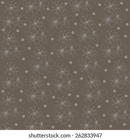 Background with plum blossom and polka dots