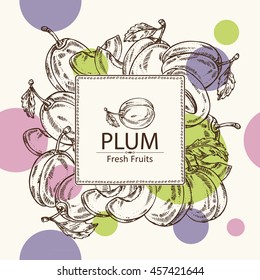 Background with plum. hand drawn