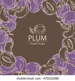 Background with plum. hand drawn