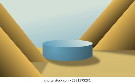 Background podium blue and yellow for Mockup or your artwork and your desaign 