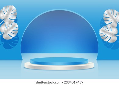Escenario de podio de fondo en color azul y plata 