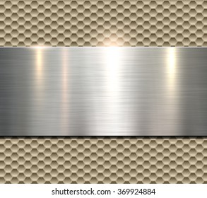 Background, polished beige metal texture, vector.