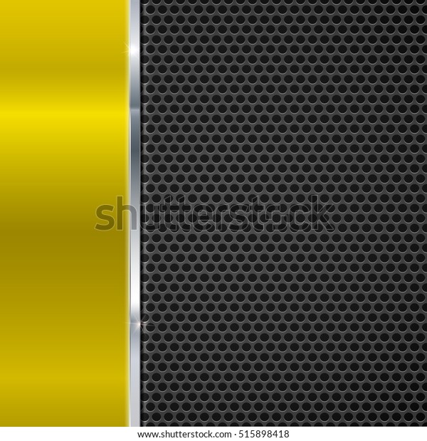 Background Polished Yellow Metal Black Metal Stock Vector Royalty