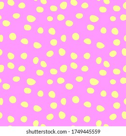 Background polka dot. Seamless pattern. Random dots, circles, animal skin. Design for fabric, wallpaper. Irregular random abstract vector texture. Repeating graphic backdrop