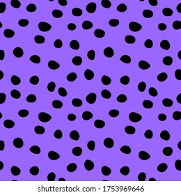 Background polka dot. Seamless pattern. Random dots, circles, animal skin. Design for fabric, wallpaper. Irregular random abstract vector texture. Repeating graphic backdrop