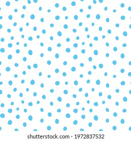 Background polka dot. Spotted seamless pattern. Random dots, circles, stains, spots. Design for fabric, fun cute kids print. Irregular random abstract vector texture. Repeating graphic backdrop
