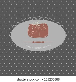 background with polka dots holiday gift with a bow