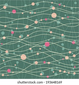 Background with polka dots and wavy lines
