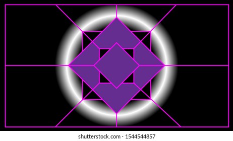 Background polygon abstrack. Composition Abstract dynamic circle. Violet black pink purple