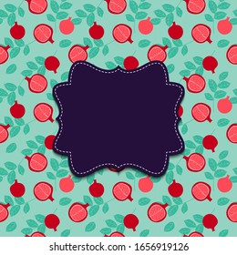 Background with pomegranate and Frame. Vector Illustration EPS10