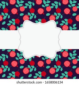 Background with pomegranate and Frame. Vector Illustration EPS10