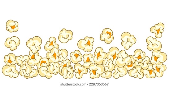 Background with popcorn. Image of snack food in cartoon style.