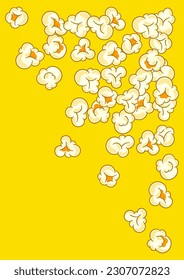 Background with popcorn. Image of snack food in cartoon style.