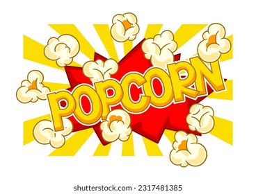 Background with popcorn. Image of snack food in cartoon style.