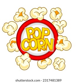 Background with popcorn. Image of snack food in cartoon style.