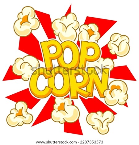 Background with popcorn. Image of snack food in cartoon style.