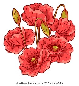 Background with poppies. Beautiful decorative plants.