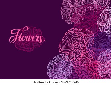 Background with poppies. Beautiful decorative stylized summer flowers.