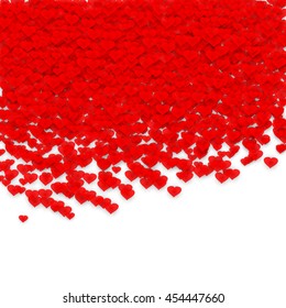 Background for a postcard with red hearts. Vector illustration. Happy Valentines day.