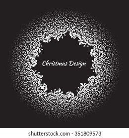 Background for postcards, banners, web, advertising or seal flyers. Holidays abstract background. Vector snow texture. Christmas wreath with place for text