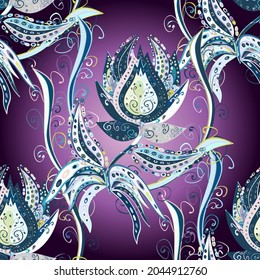 Background for poster or cover. Decorative floral elements for invitation and postcard design. Seamless pattern with leaves. Figure for textiles. Cute elegant flowers Vector illustration.