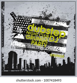 Background for poster in grunge style. Grunge print for t-shirt. Abstract texture background for party
