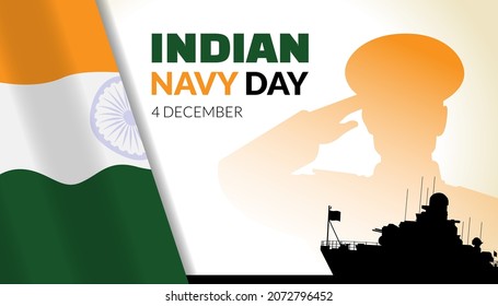 Background Or Poster For Indian Navy Day With Silhouettes Of Soldiers And Warships