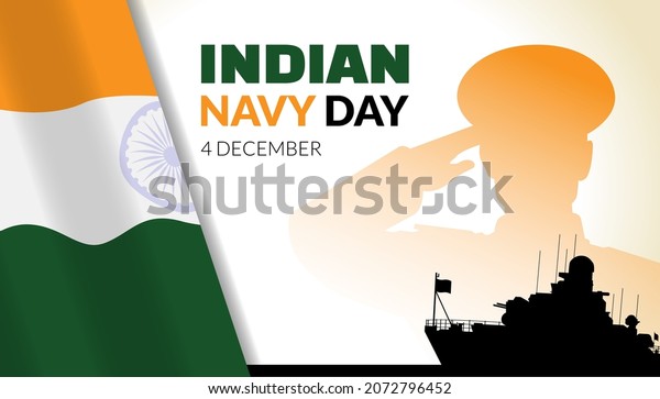 Background or poster for Indian Navy day with\
silhouettes of soldiers and\
warships