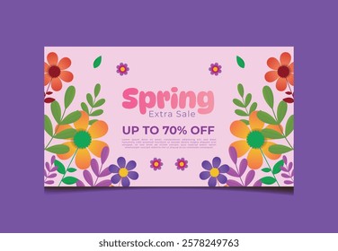 A background poster for Spring Extra Sale Up To 70 Off