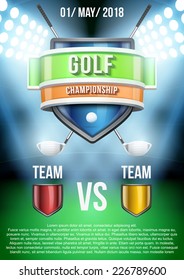 Background for posters golf field game announcement. Editable Vector Illustration.