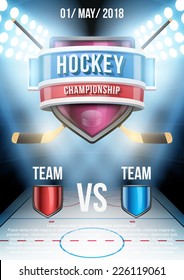 Background for posters ice hockey stadium game announcement. Editable Vector Illustration.