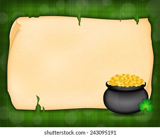 Background with pot of gold. St. Patrick's day. EPS10 vector