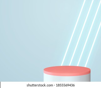 Background presentation mock up with Realistic 3d render podium. Round stage pedestal or platform display. Vector illustration