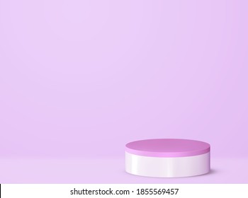 Background presentation mock up with Realistic 3d render podium. Round stage pedestal or platform display. Vector illustration
